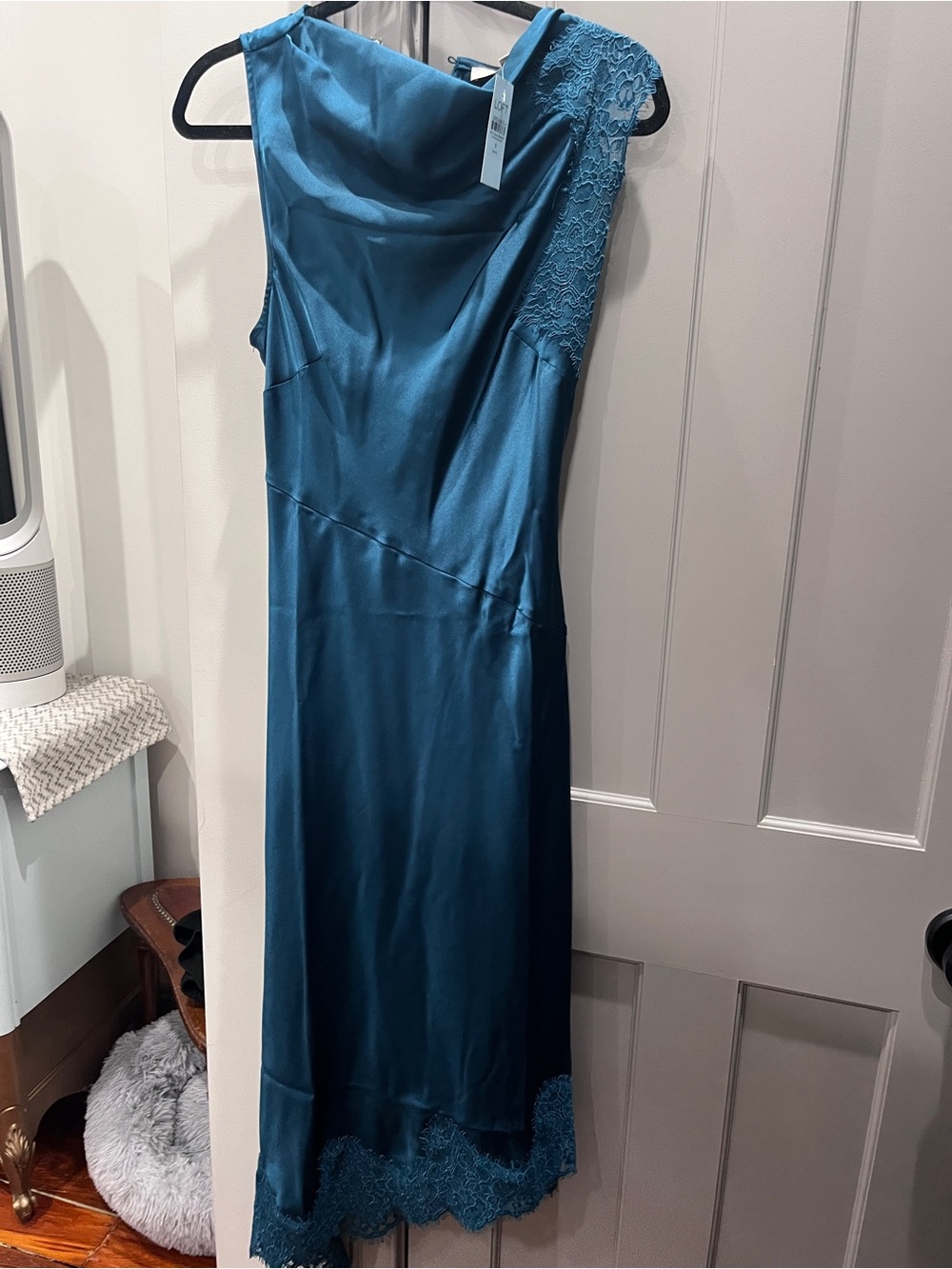 LOFT Satin and lace midi dress